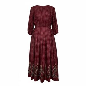 Vintage Eleanor Colton Women's Wine Silk Dress – Size 14